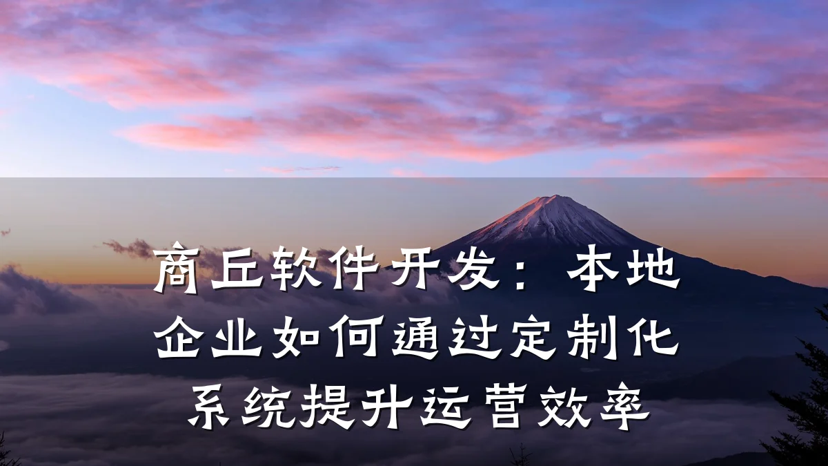 商丘软件开发:本地企业如何通过定制化系统提升运营效率